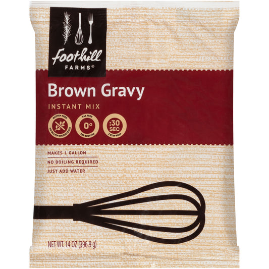 Foothill Farms Brown Gravy Instant Mix 14 Ounce Size - 8 Per Case.