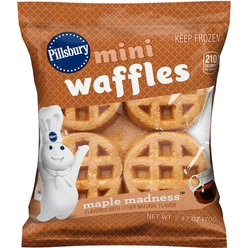 Pillsbury™ Frozen Mini Waffles Maple Madness™ 2.47 Ounce Size - 72 Per Case.