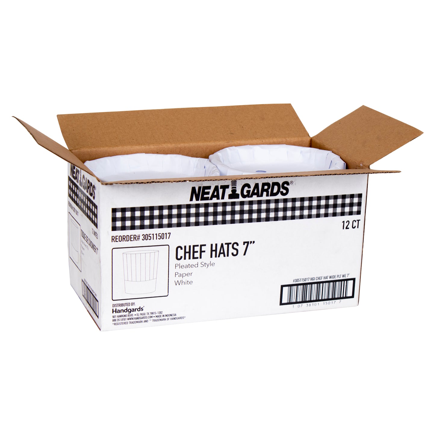 Chef Hat Paper Wide Pleats White 7" 12 Each - 1 Per Case.