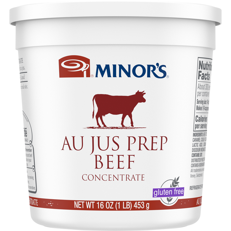 Minor's Au Jus Prep Beef Concentrate (No Added Msg) Gluten Free 1 Pound Each - 6 Per Case.