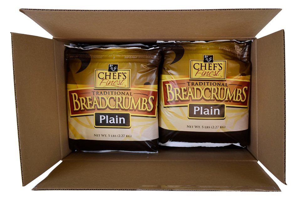 Chef's Finest Crumbled Medium Plain Bread 5 Pound Each - 6 Per Case.