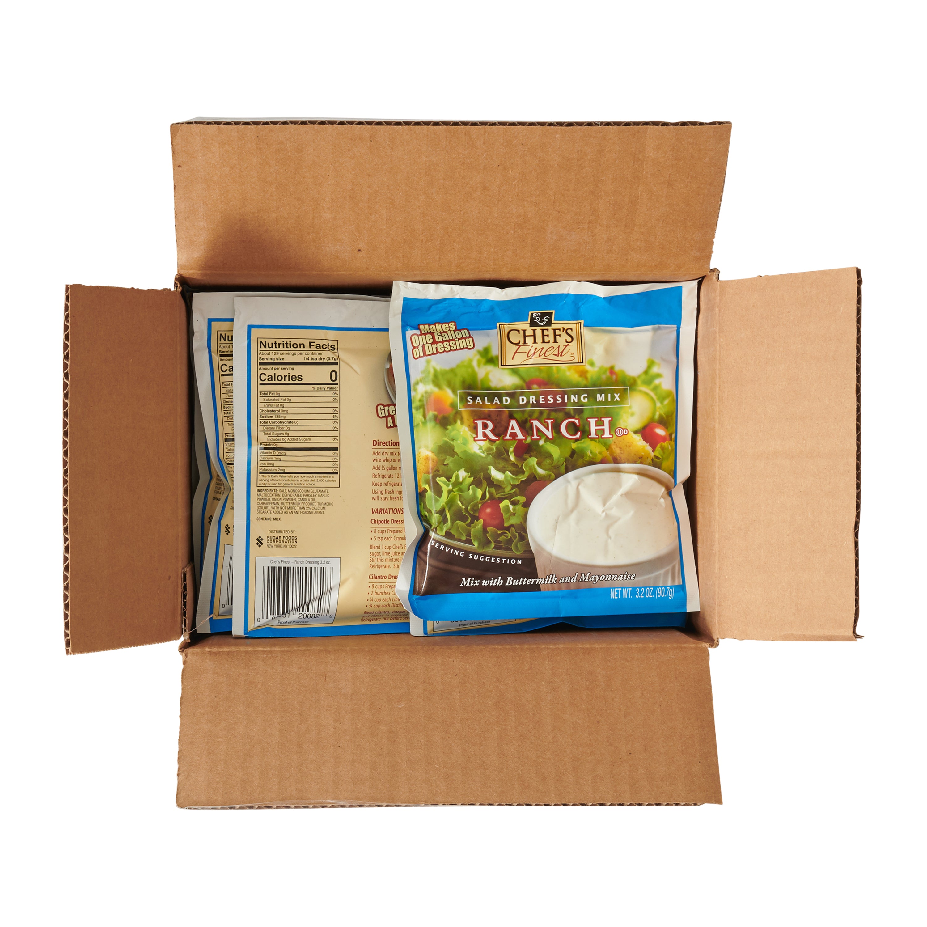 Chef's Finest Dry Ranch Dressing Mix 3.2 Ounce Size - 18 Per Case.