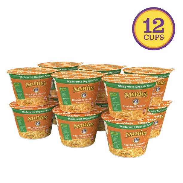 Annie's™ Macaroni & Cheese Microwave Single Serve Cup Real Aged Cheddar 2.01 Ounce Size - 12 Per Case.