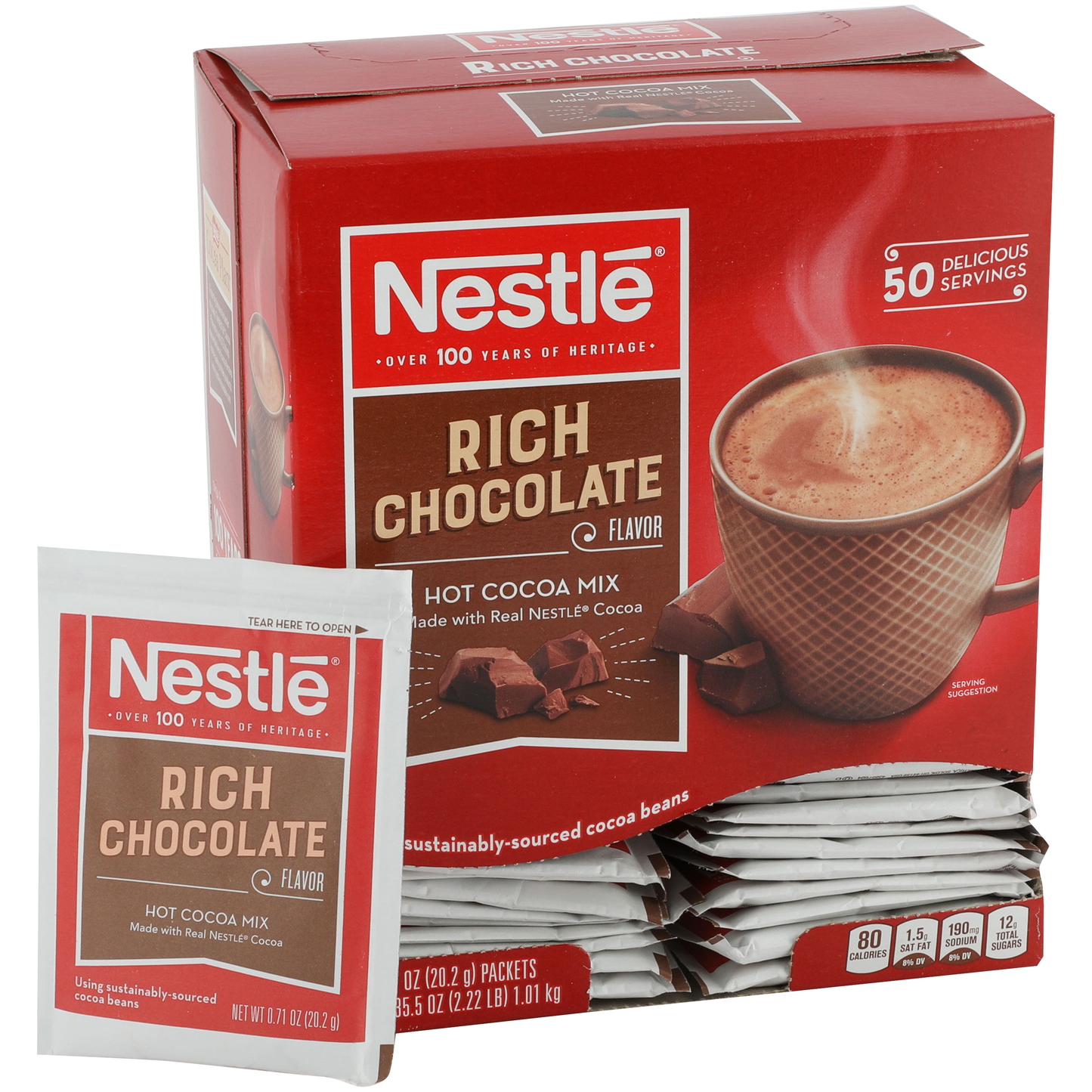 Nestle Hot Cocoa Mix Rich Chocolate 0.71 Ounce Size - 300 Per Case.