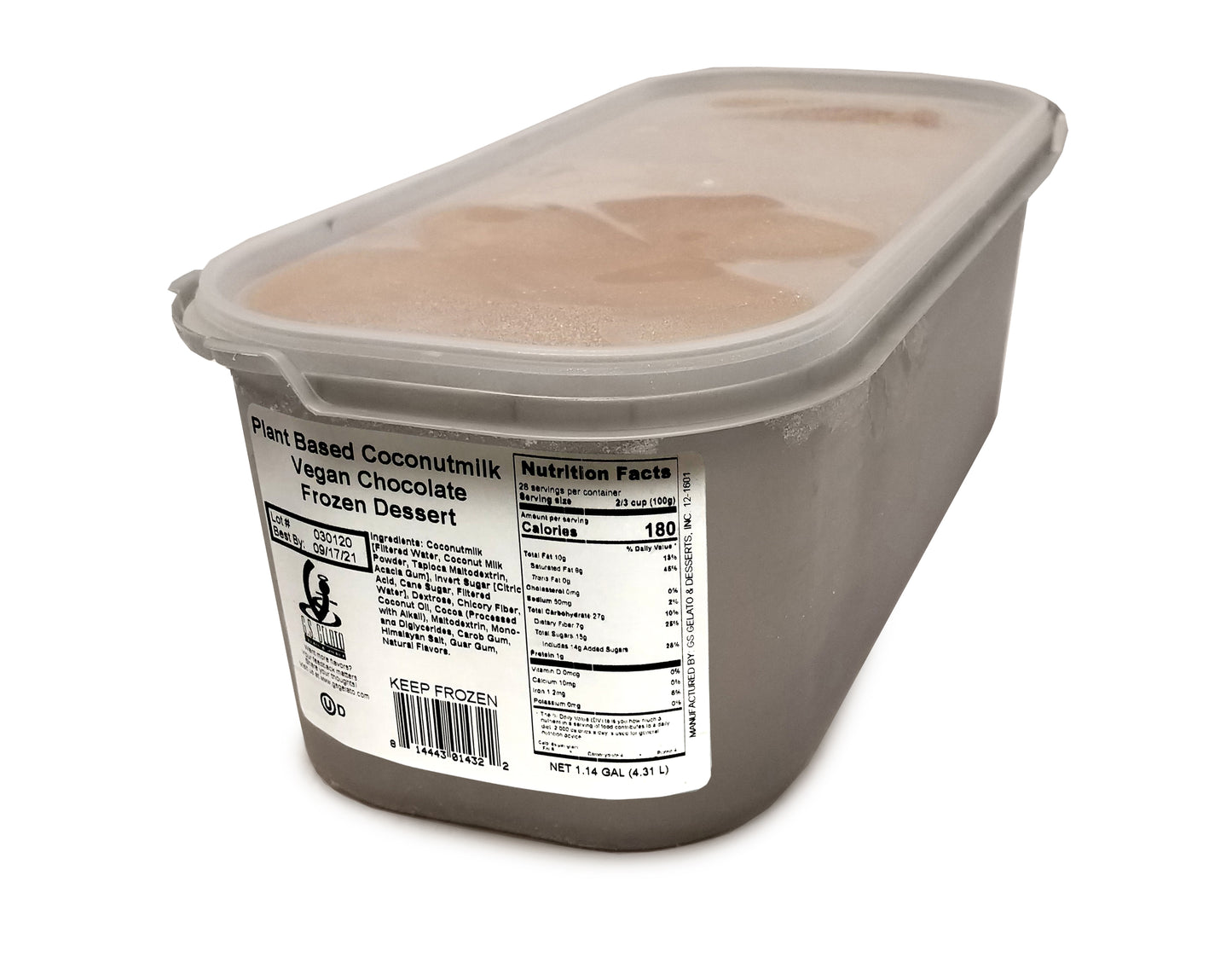 G Gelato Plant Based Coconutmilk Vegan Chocolate Frozen Dessert 5 Liter - 1 Per Case.