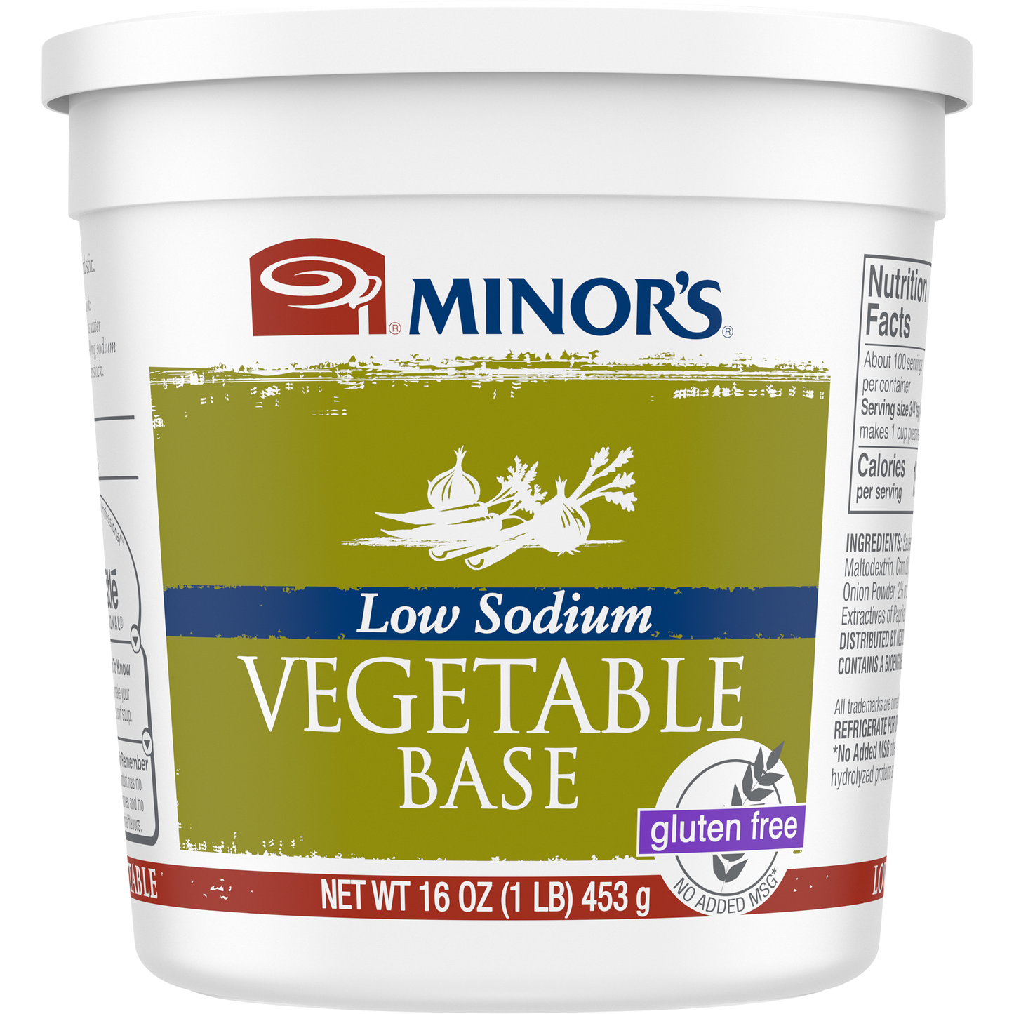 Minor's Vegetable Base Low Sodium (No Added Msg) Gluten Free 1 Pound Each - 6 Per Case.