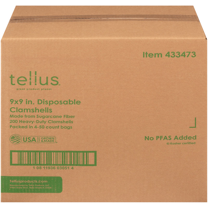 Tellus 9" 9" Clamshell 200 Each - 4 Per Case.