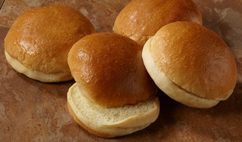 5" Brioche Hamburger Bun Packs 3.5 Ounce Size - 48 Per Case.