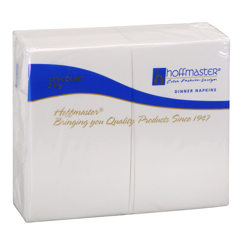 Napkin Dinner White Ply Fold Paper 125 Each - 8 Per Case.