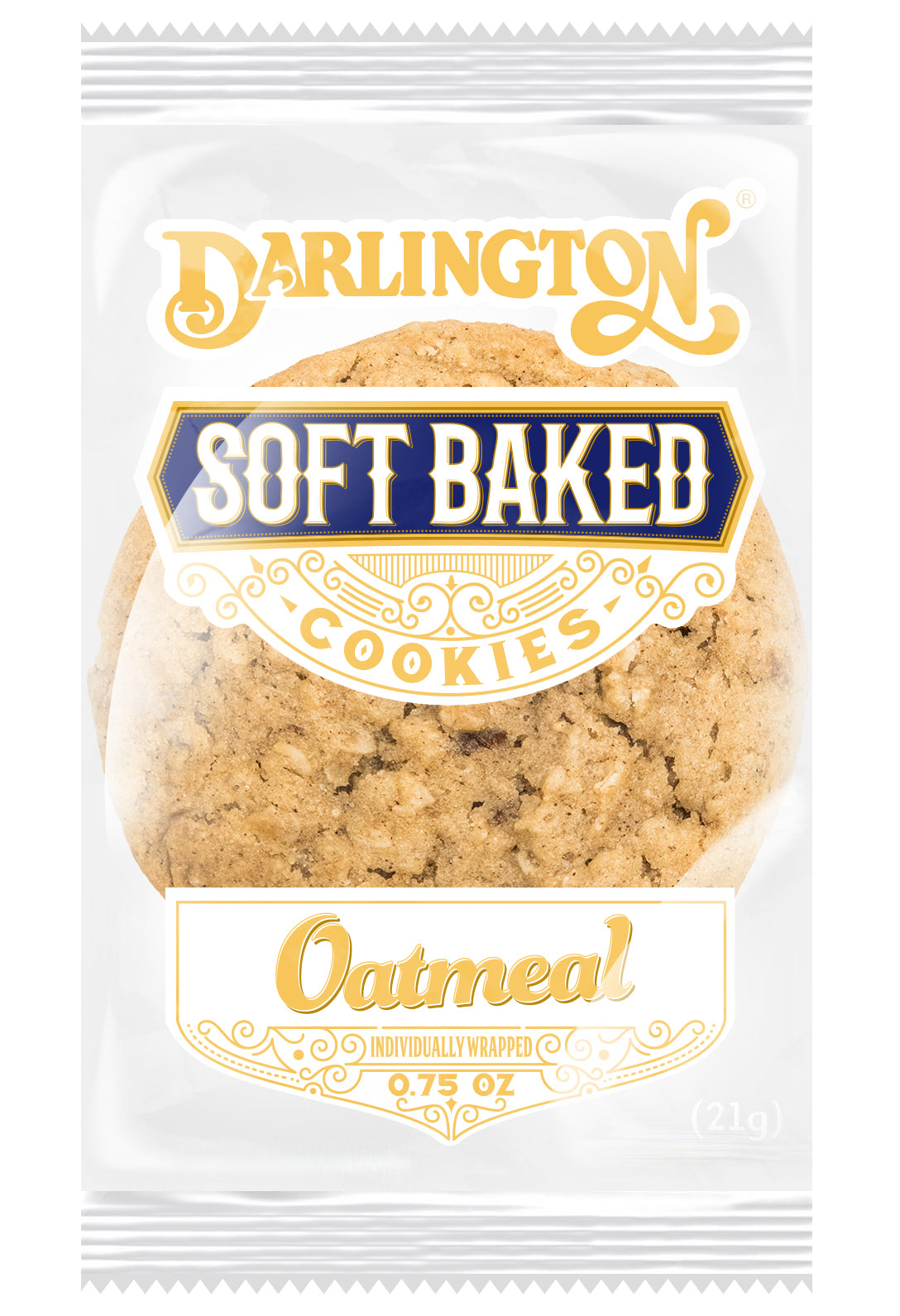 Darlington Soft Baked Oatmeal Cookies Individually Wrapped 1 Count Packs - 216 Per Case.