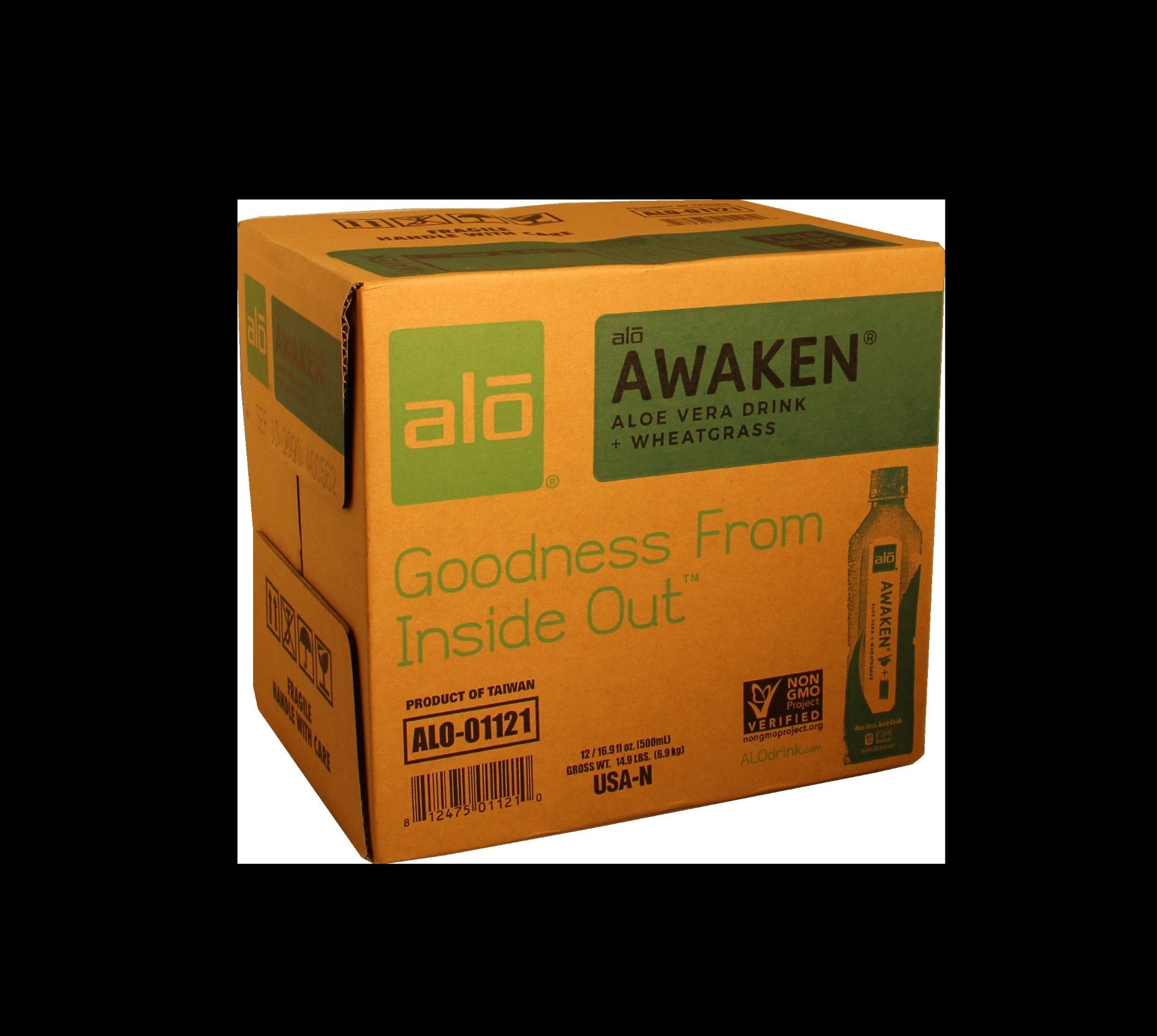 Alo Drink Awaken Aloe & Wheatgrass 16.9 Fluid Ounce - 12 Per Case.