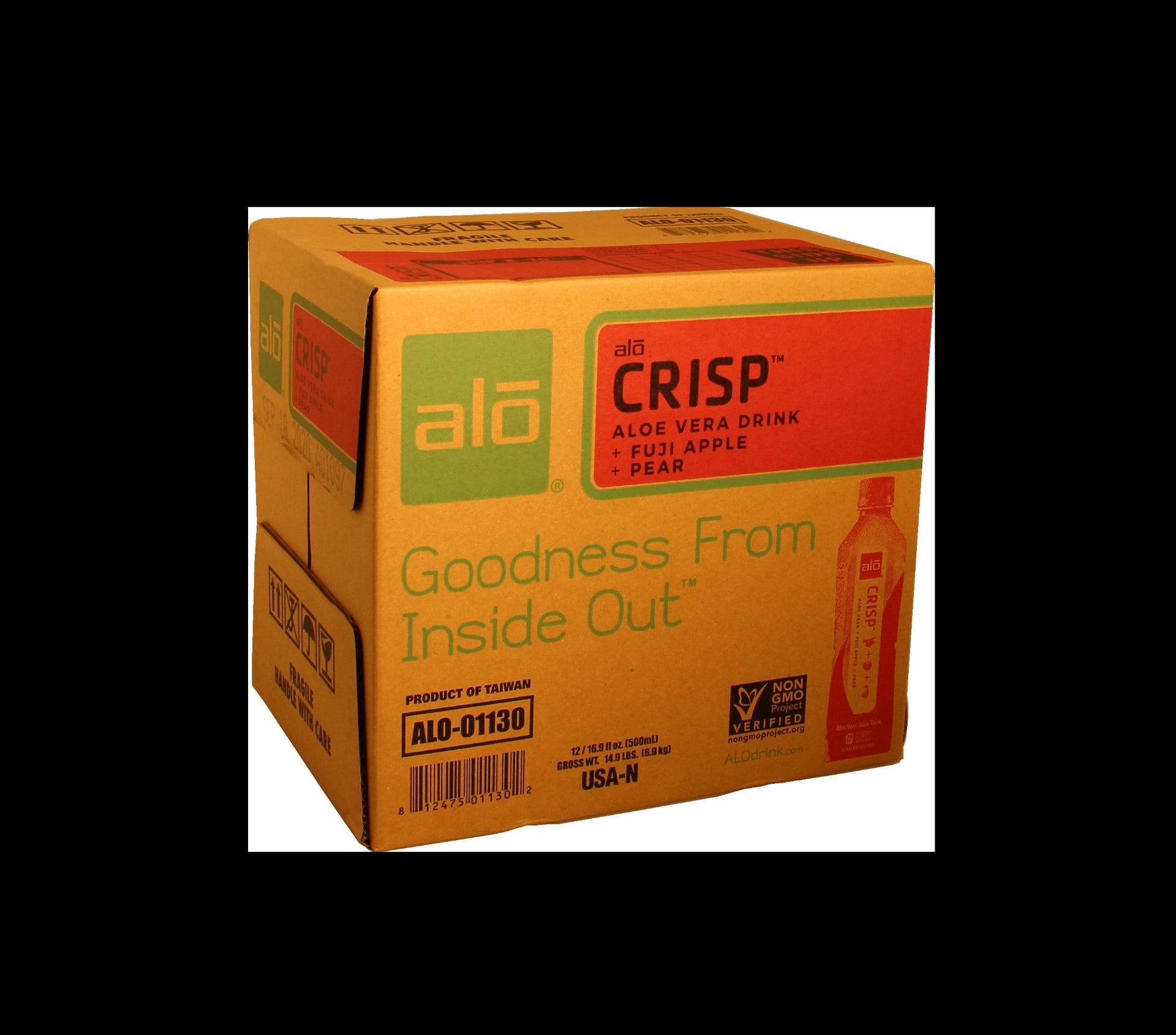 Alo Drink Crisp Aloe Apple Pear 16.9 Ounce Size - 12 Per Case.