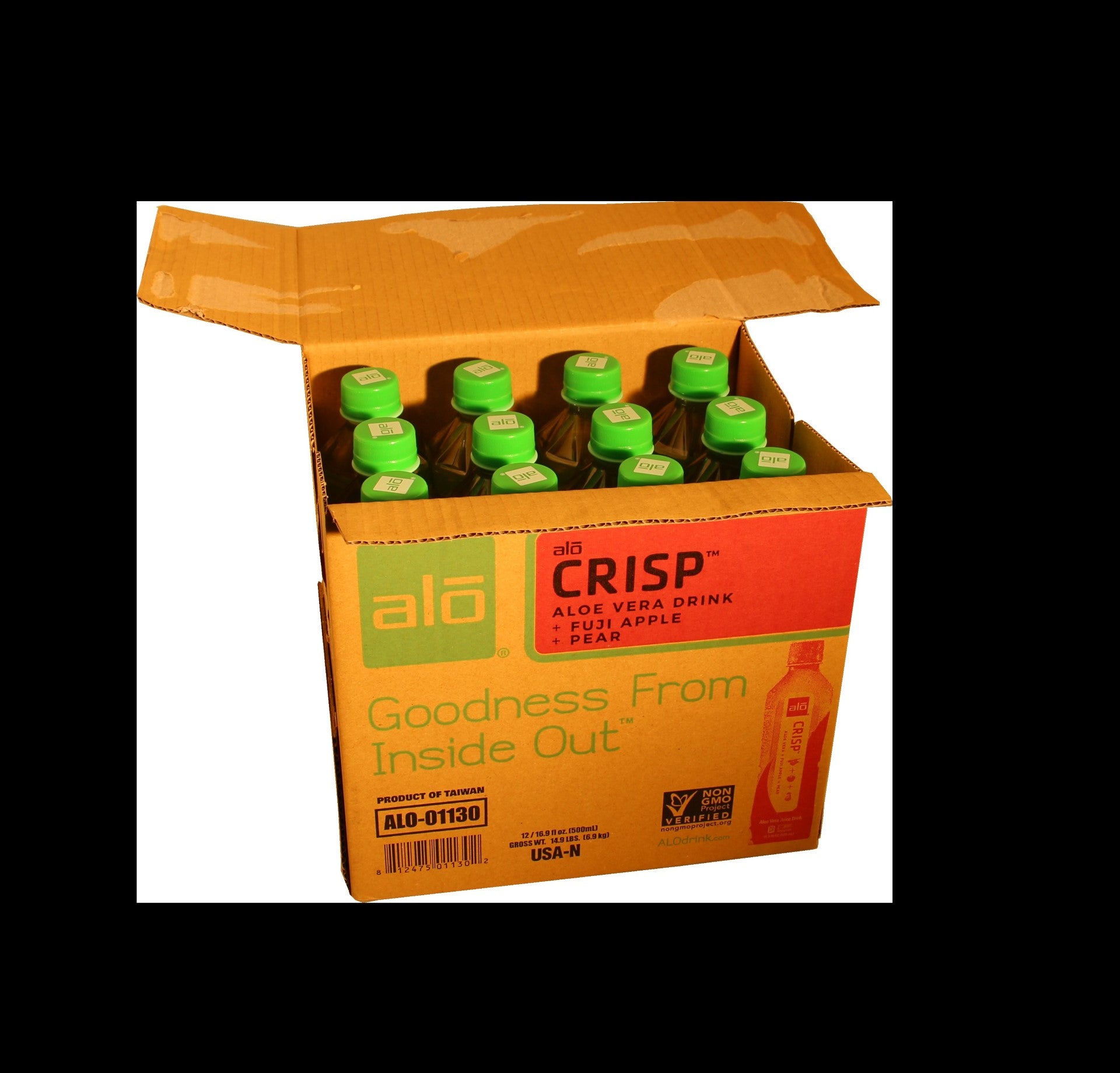Alo Drink Crisp Aloe Apple Pear 16.9 Ounce Size - 12 Per Case.
