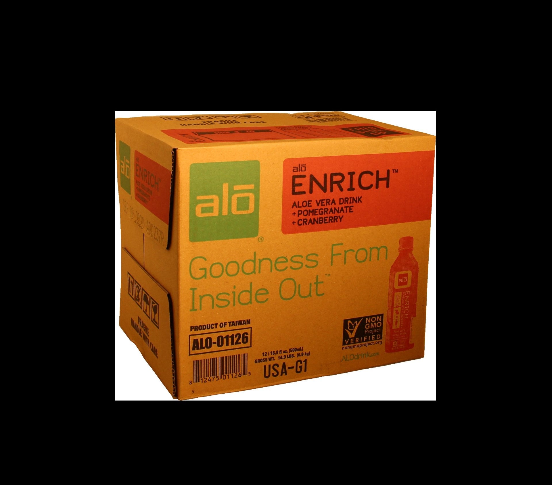 Alo Drink Enrich Aloe Pomegranate & Cranberry 16.9 Fluid Ounce - 12 Per Case.