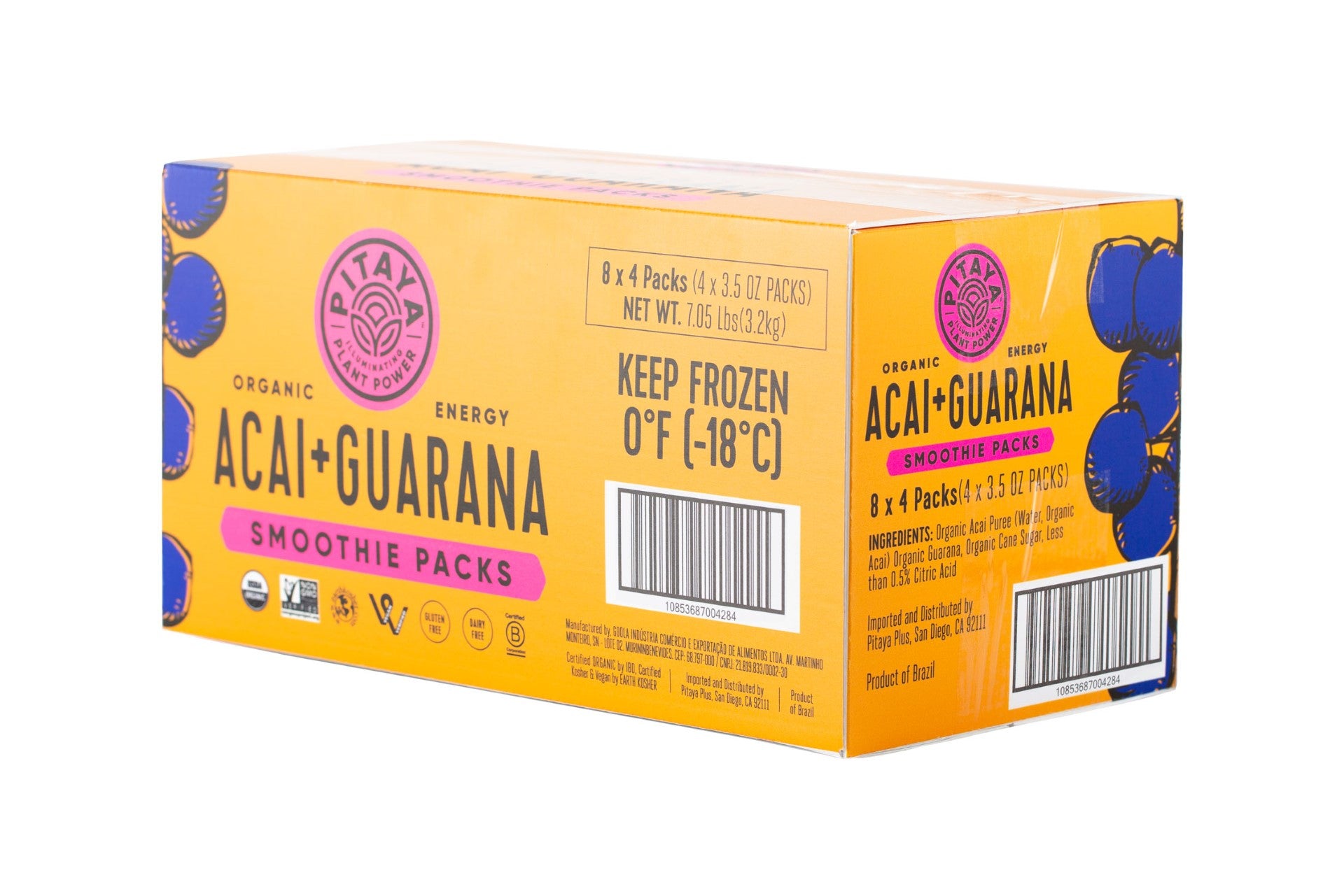 Pitaya Plus Organic Acai Traditional Smoothie Pack 14 Ounce Size - 8 Per Case.
