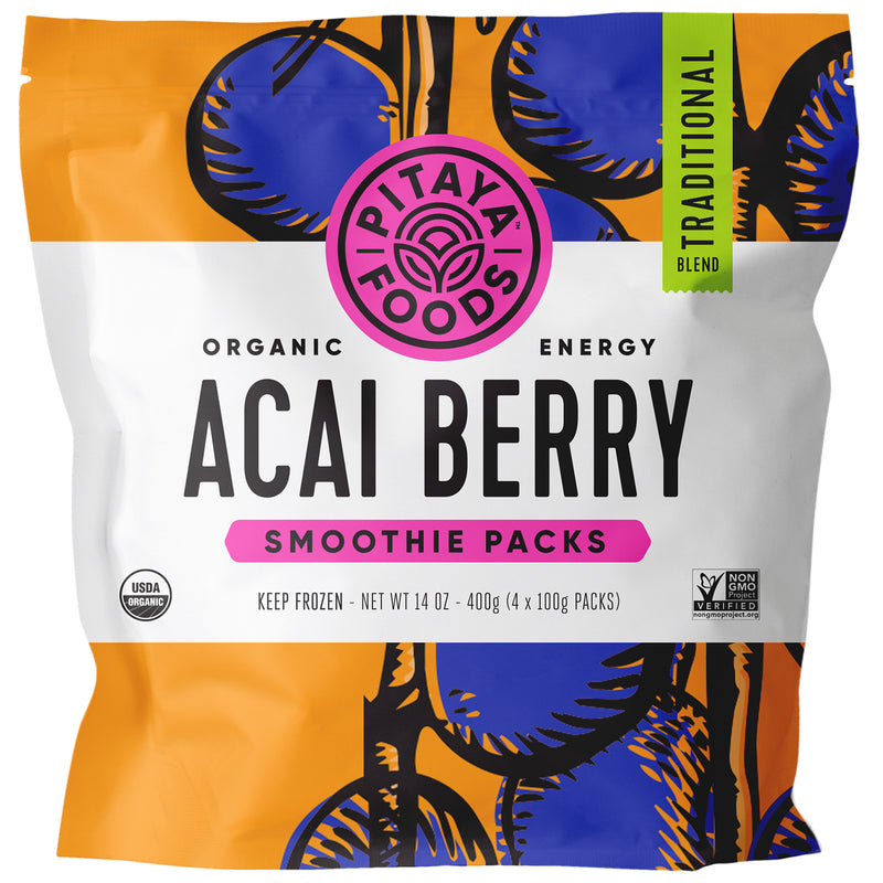 Pitaya Plus Organic Acai Traditional Smoothie Pack 14 Ounce Size - 8 Per Case.