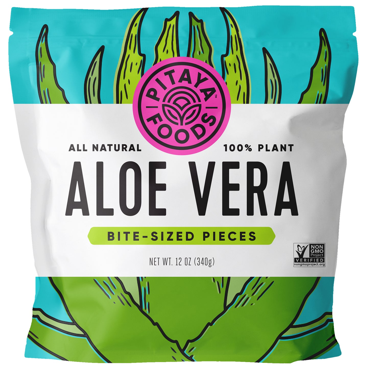 Pitaya Plus Frozen Aloe Vera Pieces 12 Ounce Size - 8 Per Case.