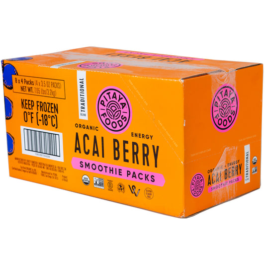 Pitaya Plus Organic Acai Traditional Smoothie Pack 14 Ounce Size - 8 Per Case.