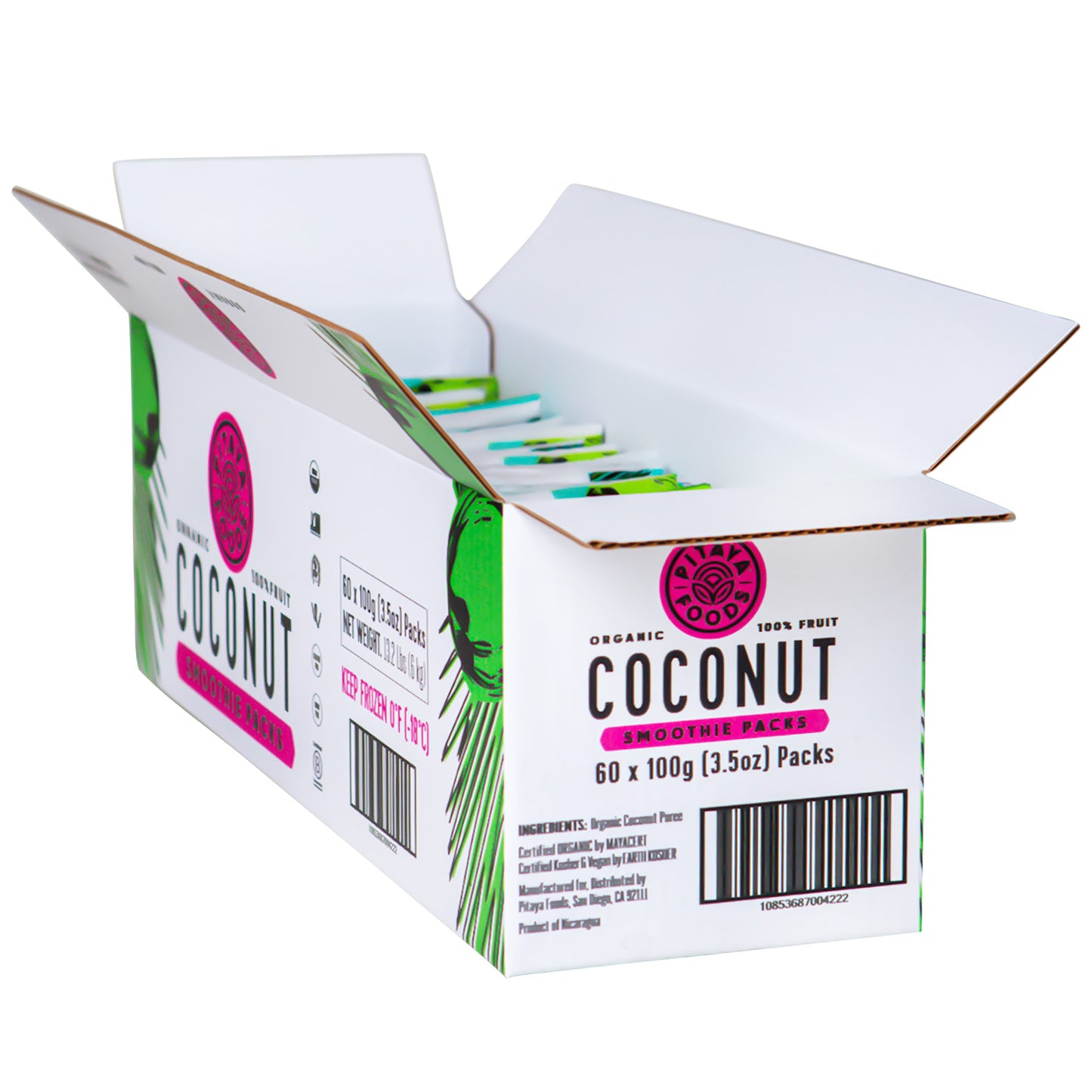 Pitaya Plus Organic Coconut Smoothie Packs 100 Grams Each - 60 Per Case.