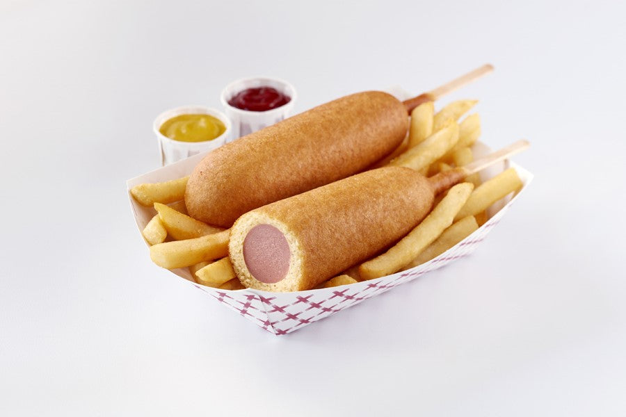 Foster Farms Whole Grain Lower Fat Chicken Corn Dog 4.25 Ounce Size - 72 Per Case.