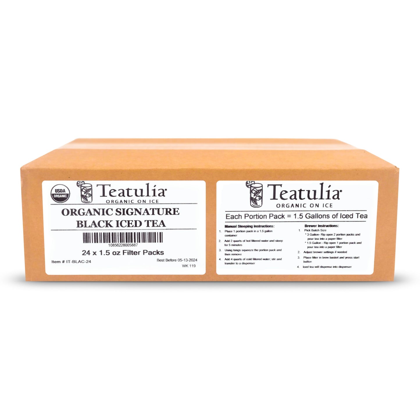 Teatulia Organic Teas Signature Black Iced Tea 24 Count Packs - 1 Per Case.