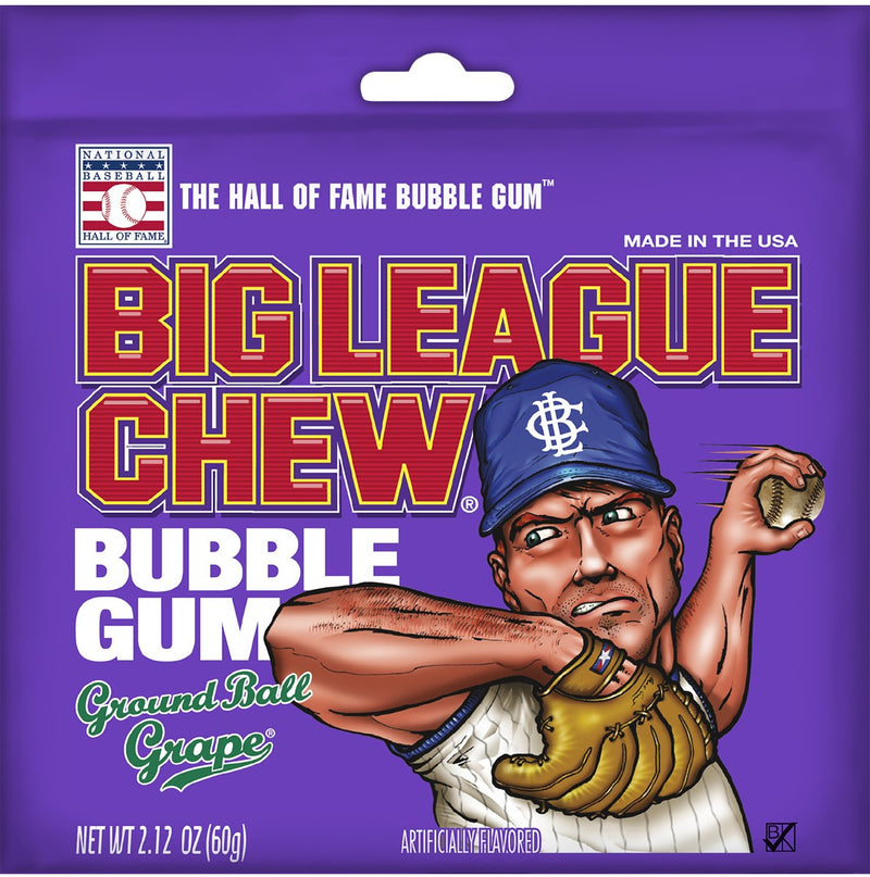 Big League Chew Bubblegum Grape 2.12 Ounce Size - 108 Per Case.