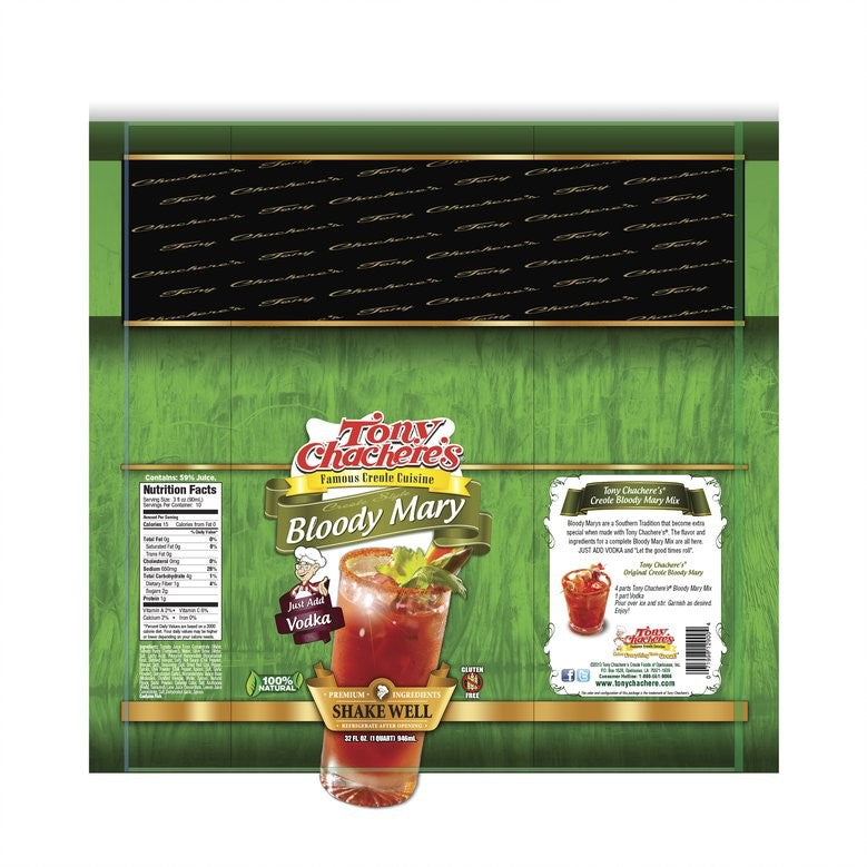 Tony Chachere's Bloody Mary Mix 32 Ounce Size - 12 Per Case.