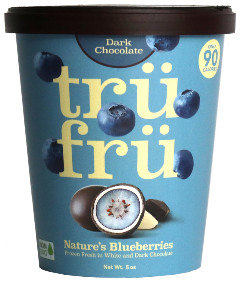 Tru Fru Hyper Chilled Grab & Go Hyper Chilled Whole Blueberries Immersed In White & Dark 5 Ounce Size - 8 Per Case.