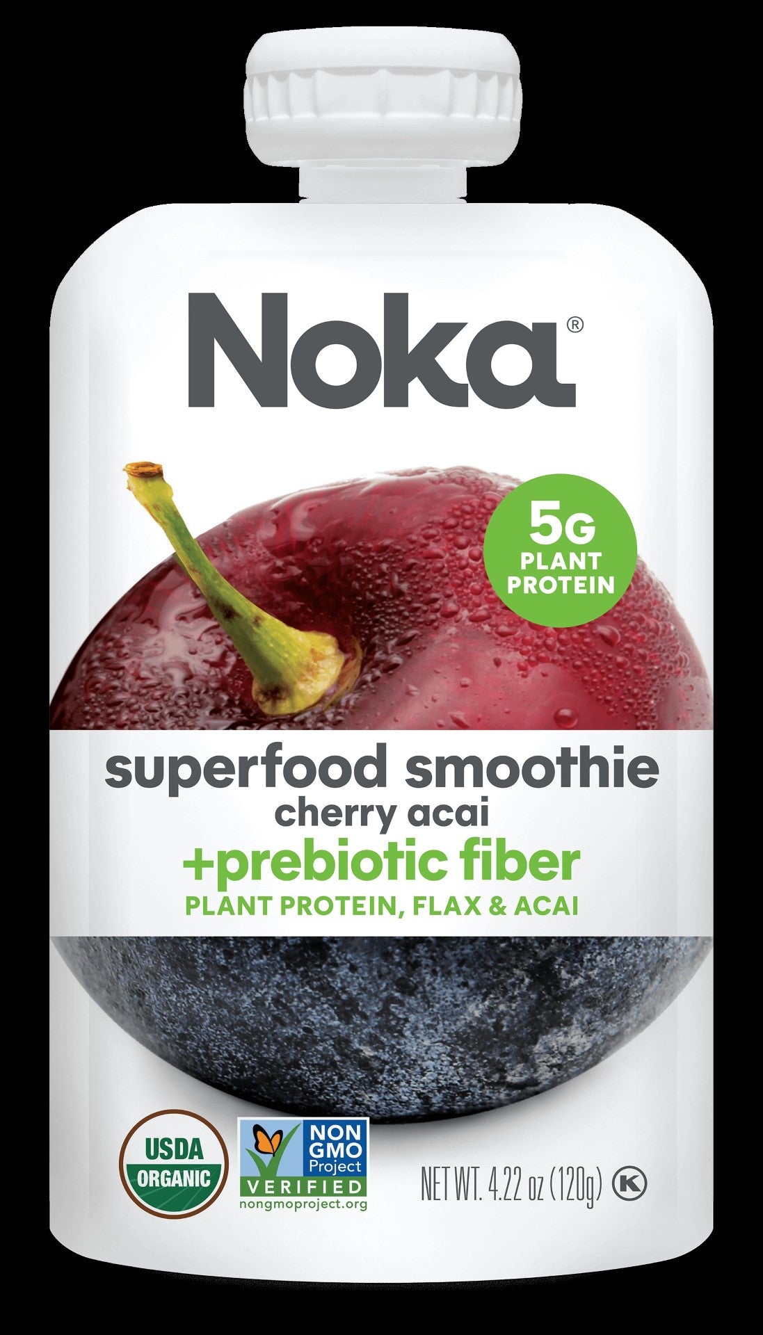 Noka Cherry Acai Superfruit Smoothie 4.22 Ounce Size - 12 Per Case.