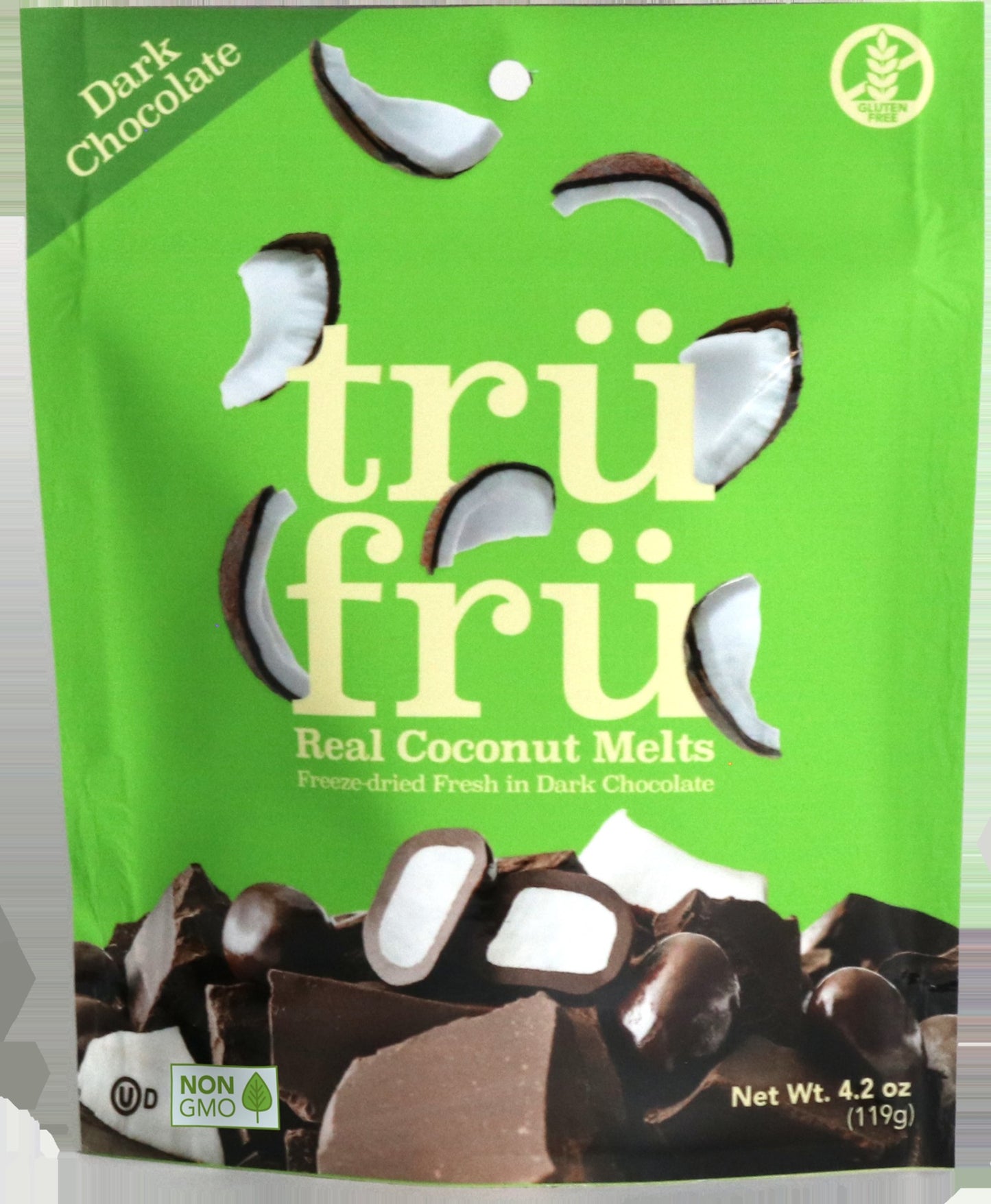 Tru Fru Hyper Dried Grab & Share Hyper Driedcoconut Melts In Dark Chocolate 4.2 Ounce Size - 6 Per Case.