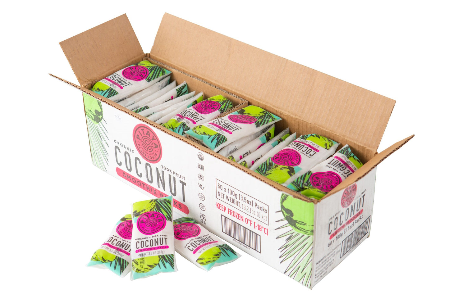 Pitaya Plus Organic Coconut Smoothie Packs 100 Grams Each - 60 Per Case.