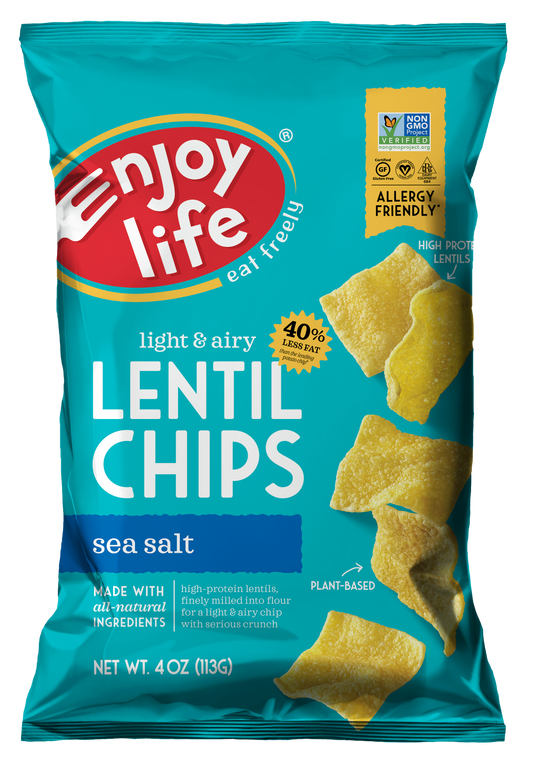 Enjoy Life Sea Salt Lentil Chips 4 Ounce Size - 12 Per Case.