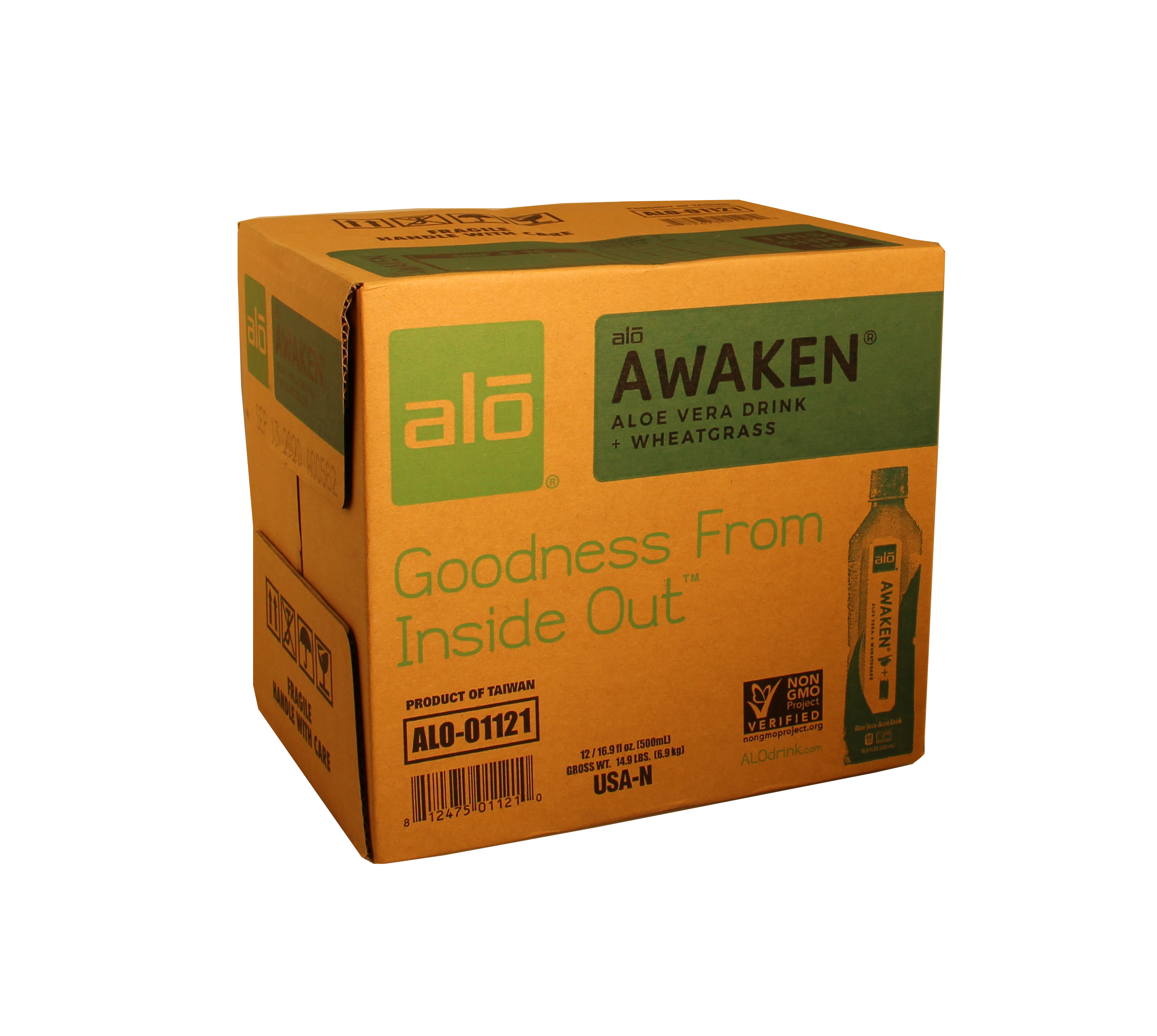 Alo Drink Awaken Aloe & Wheatgrass 16.9 Fluid Ounce - 12 Per Case.