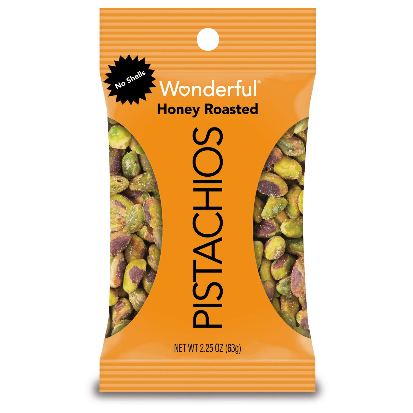 Wonderful Pistachios No Shell Honey Roasted Pistachios 2.25 Ounce Size - 24 Per Case.