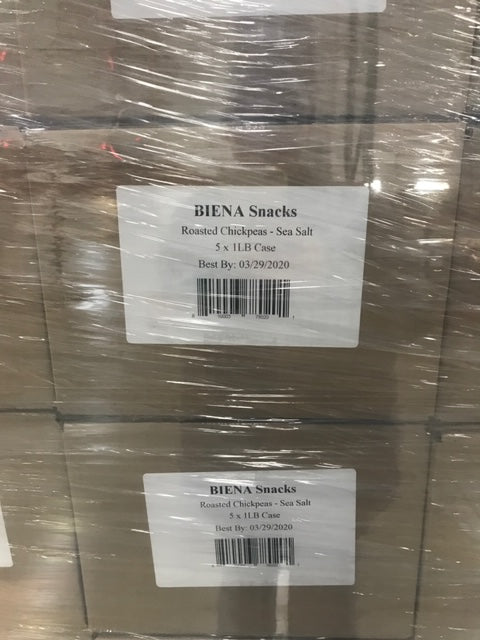 Biena Snacks Bulk Sea Salt Chickpeas 5 Pound Each - 1 Per Case.