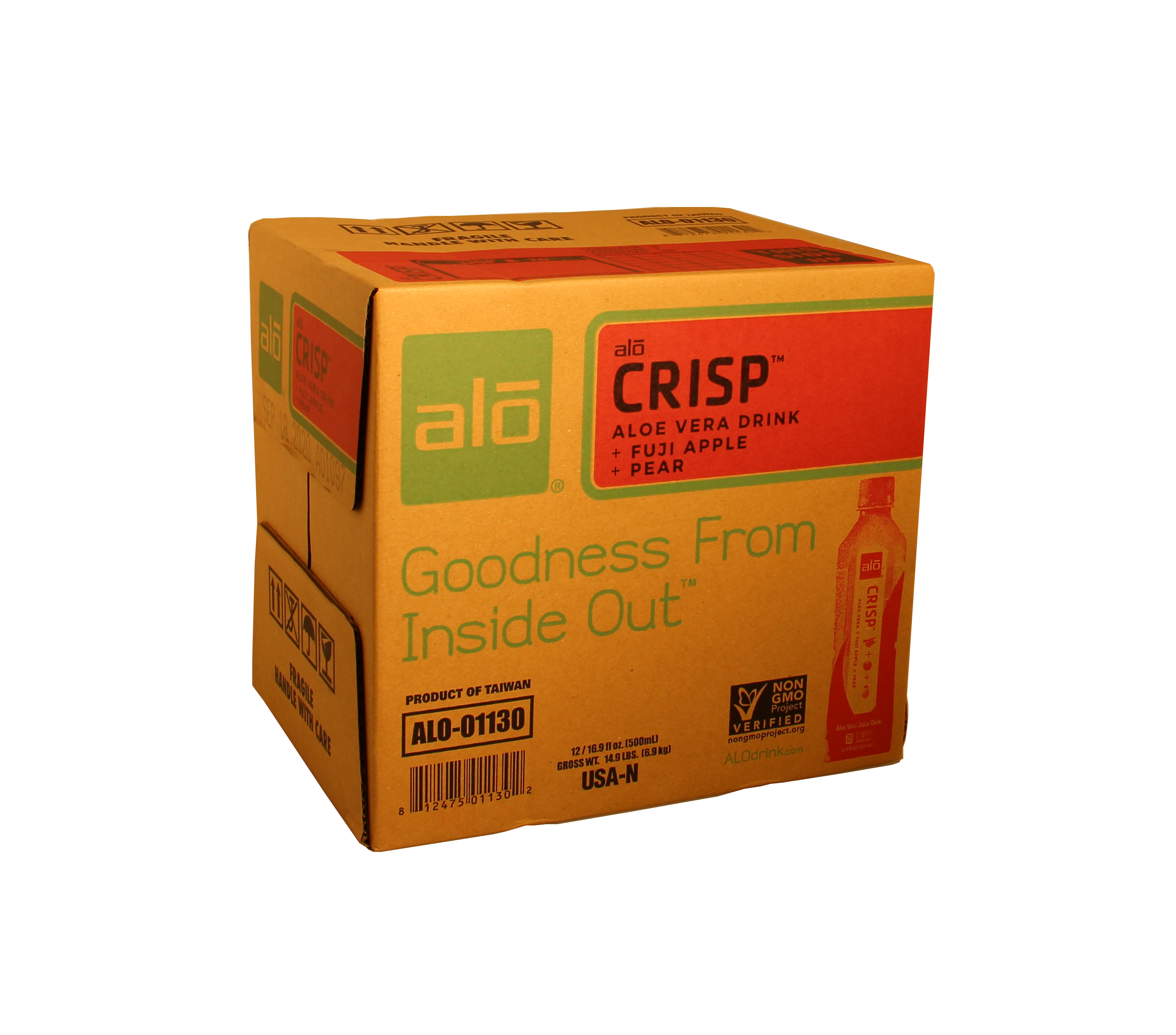 Alo Drink Crisp Aloe Apple Pear 16.9 Ounce Size - 12 Per Case.