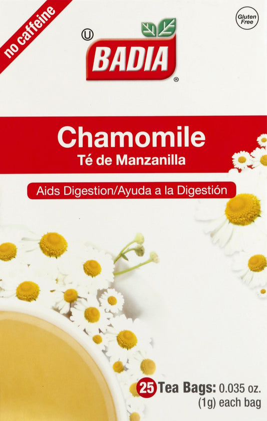 Badia Chamomile Tea Bags 25 Each - 100 Per Case.