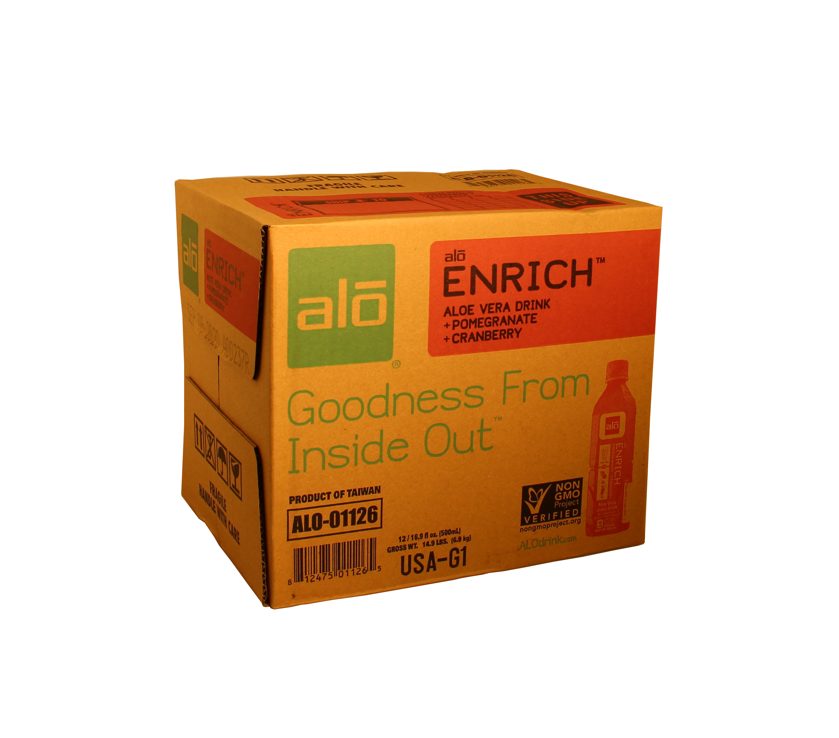 Alo Drink Enrich Aloe Pomegranate & Cranberry 16.9 Fluid Ounce - 12 Per Case.
