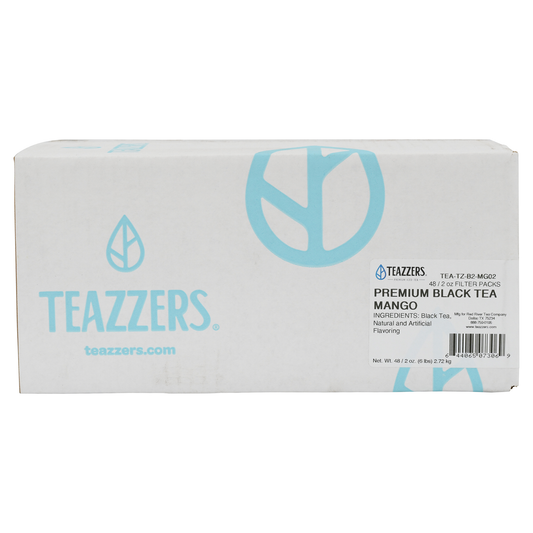 Teazzers Black Mango Tea Premium 2 Ounce Size - 48 Per Case.