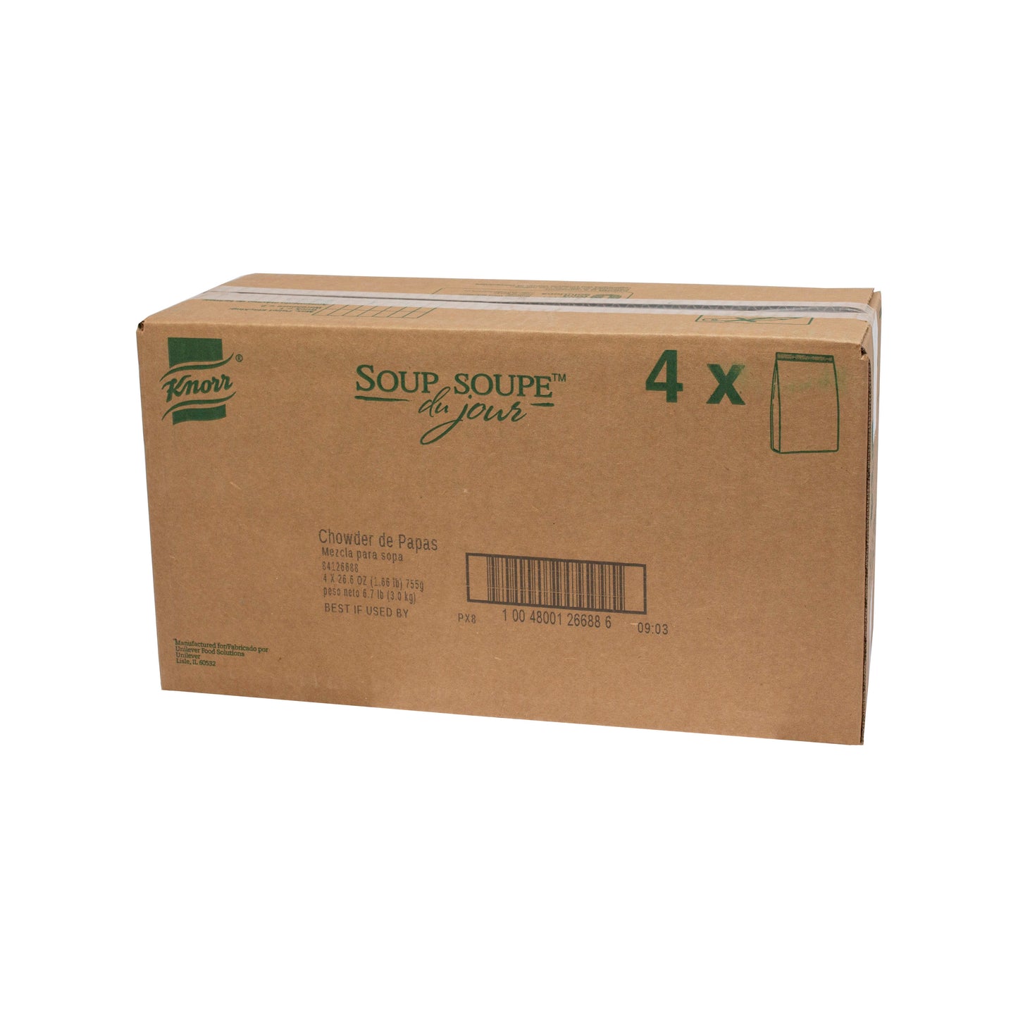 Knorr Soup Du Jour Potato Chowder 26.6 Fluid Ounce - 4 Per Case.