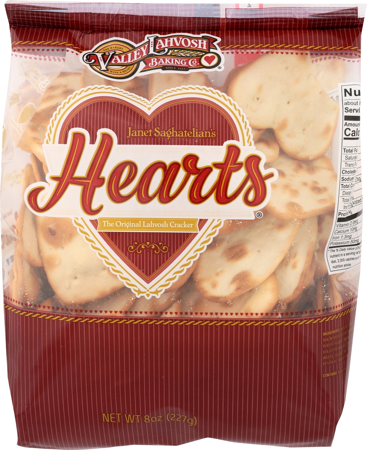 Lahvosh Crackerbread Hearts Original Delibags 8 Ounce Size - 12 Per Case.