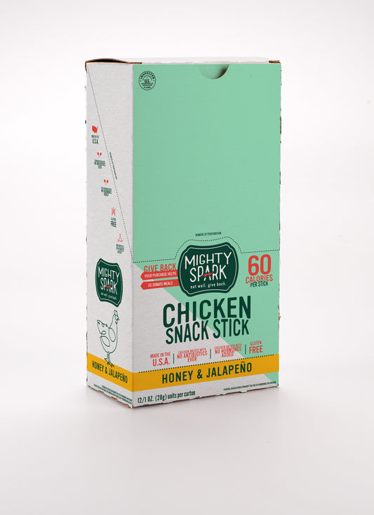 Mighty Spark Food Co Chicken Honey Jalapenosnack Sticks 1 Ounce Size - 48 Per Case.