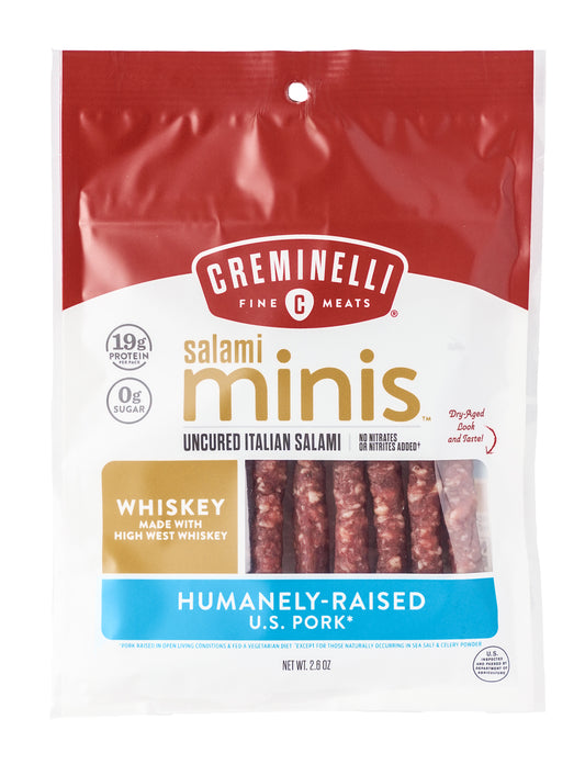 Salami Minis Whiskey Made With Organic Spices And Whiskey From High West Distillery In 2.6 Ounce Size - 12 Per Case.