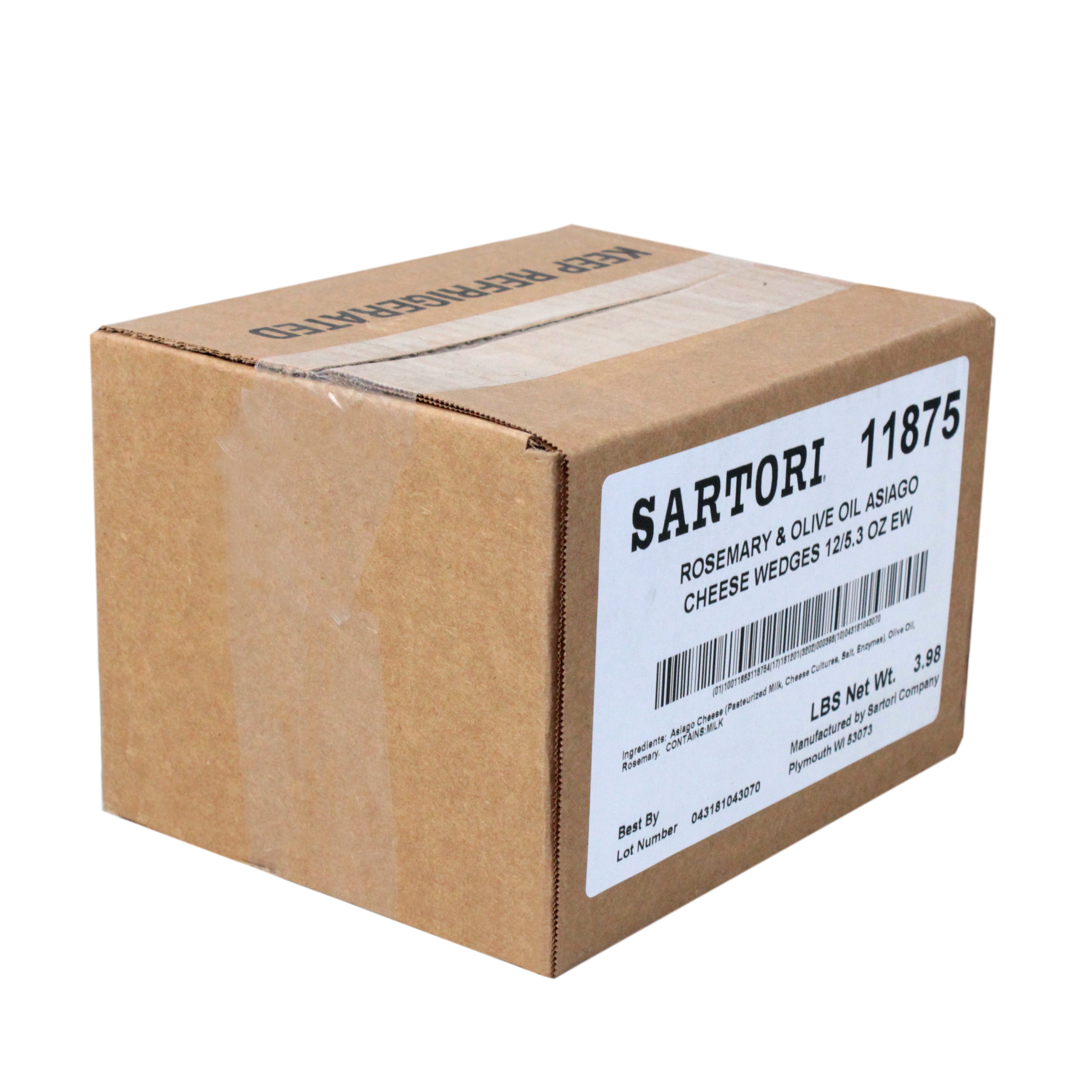 Cheese Rosemary & Olive Oil Asiago Wedge 5.3 Ounce Size - 12 Per Case.