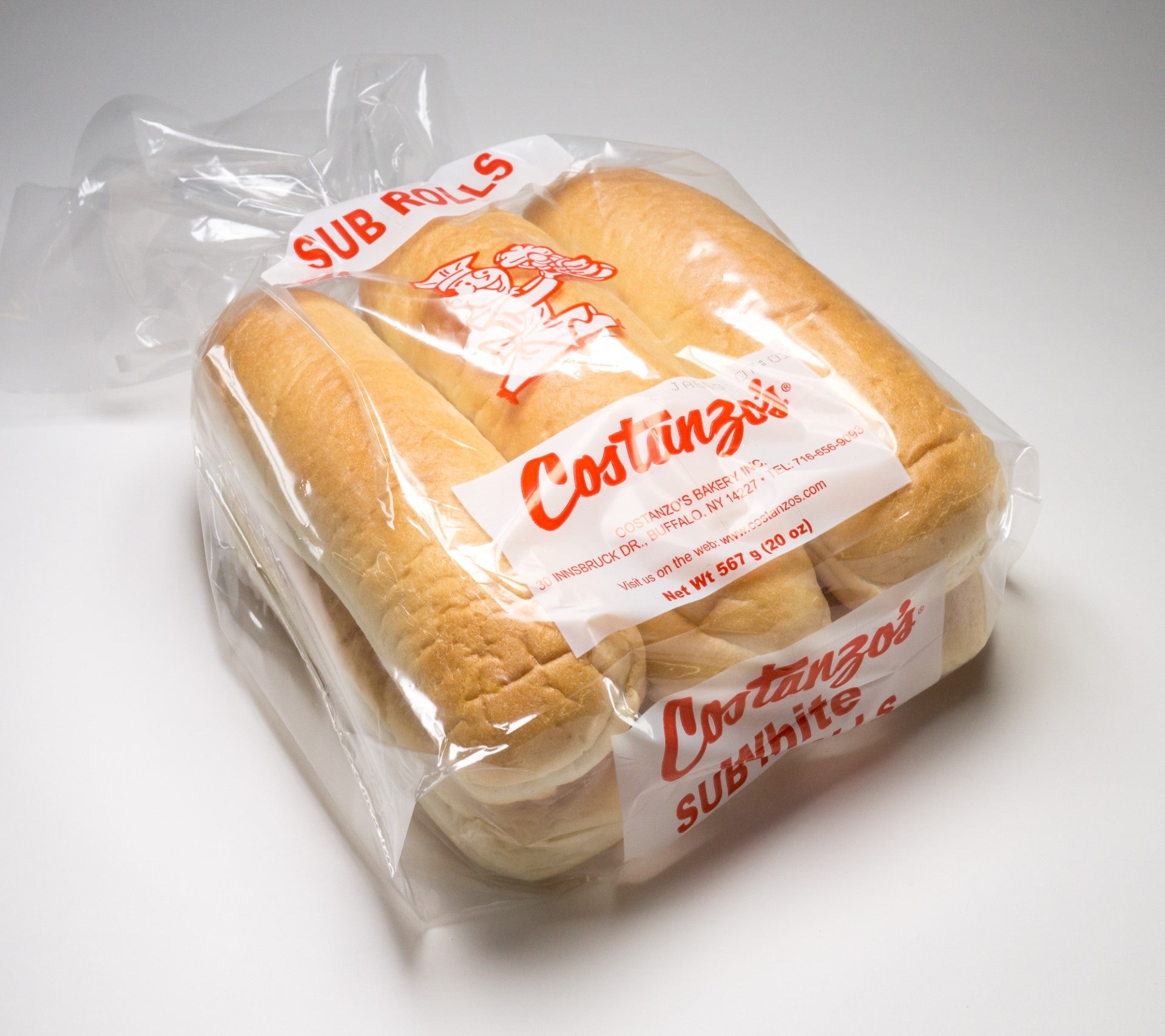 Costanzo's Bakery 8" White Submarine Roll 112 Grams Each - 48 Per Case.