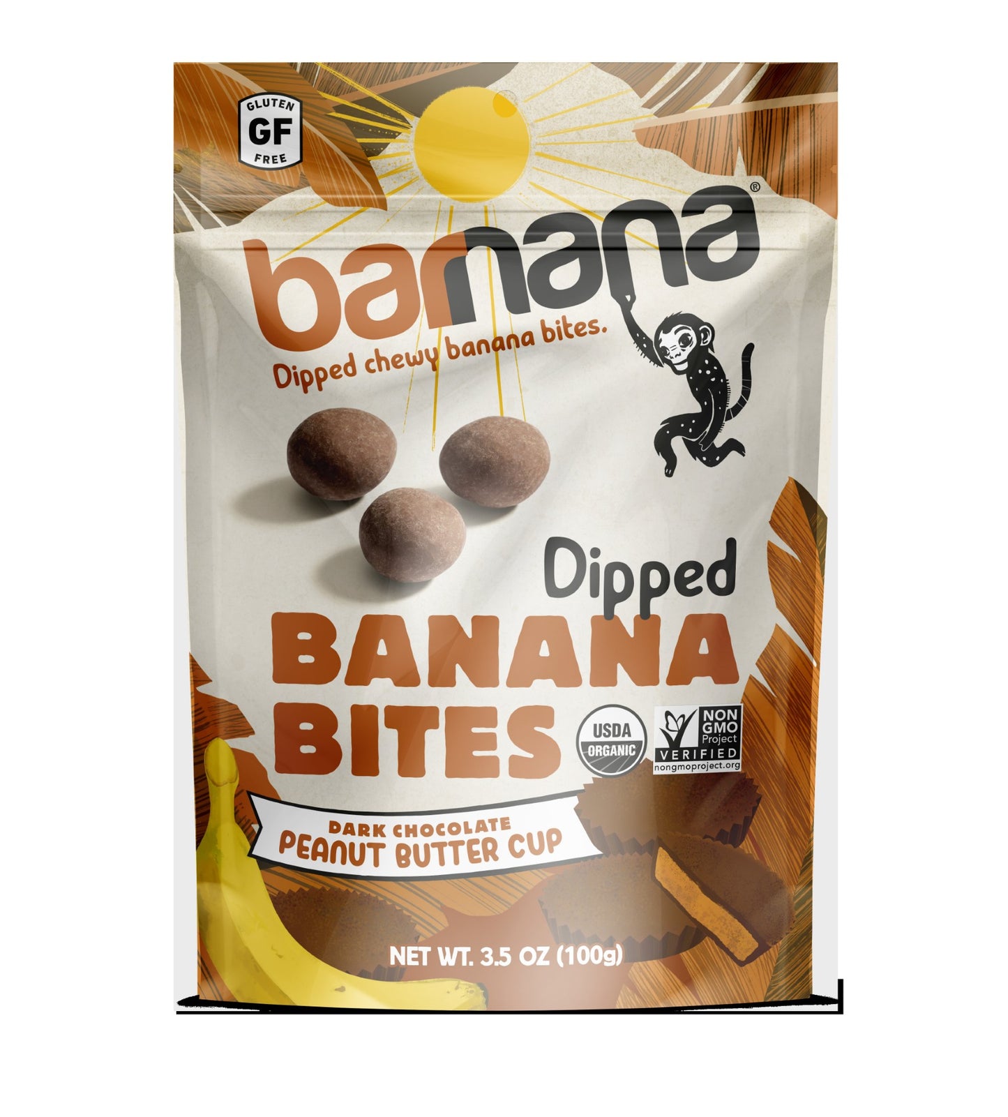 Barnana Peanut Butter Cup Banana Bites 3.5 Ounce Size - 12 Per Case.