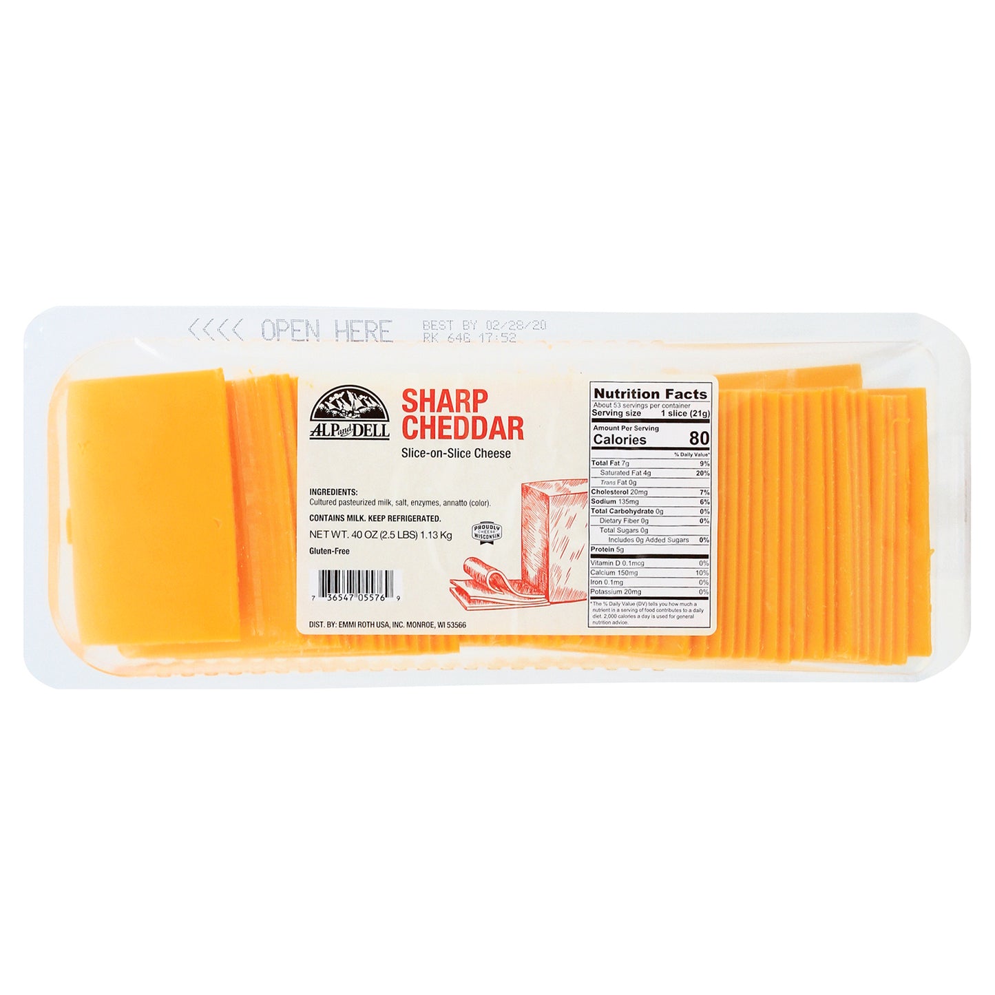 Cheese Sos Sharp Cheddar Slices 2.5 Pound Each - 4 Per Case.