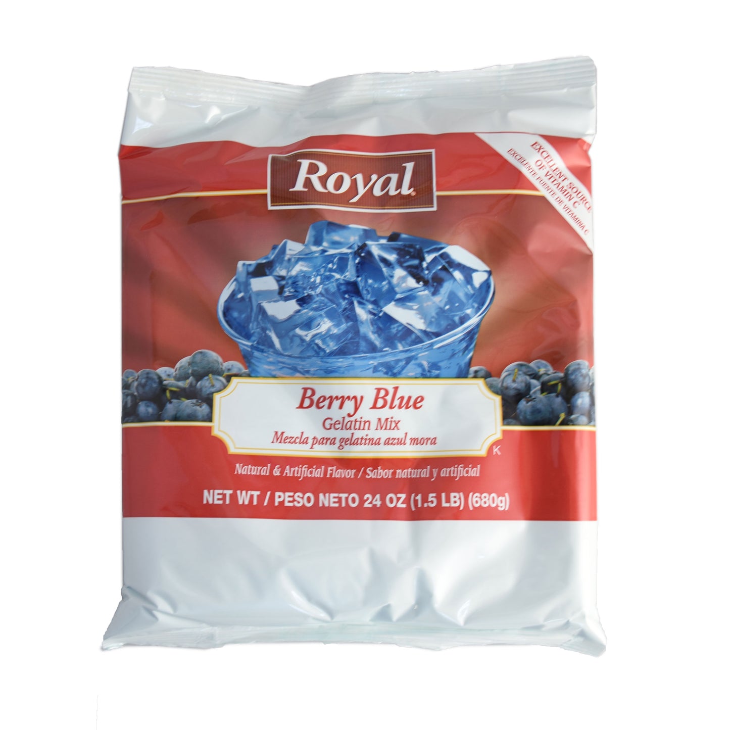 Royal Berry Blue Gelatin Mix 24 Ounce Size - 12 Per Case.