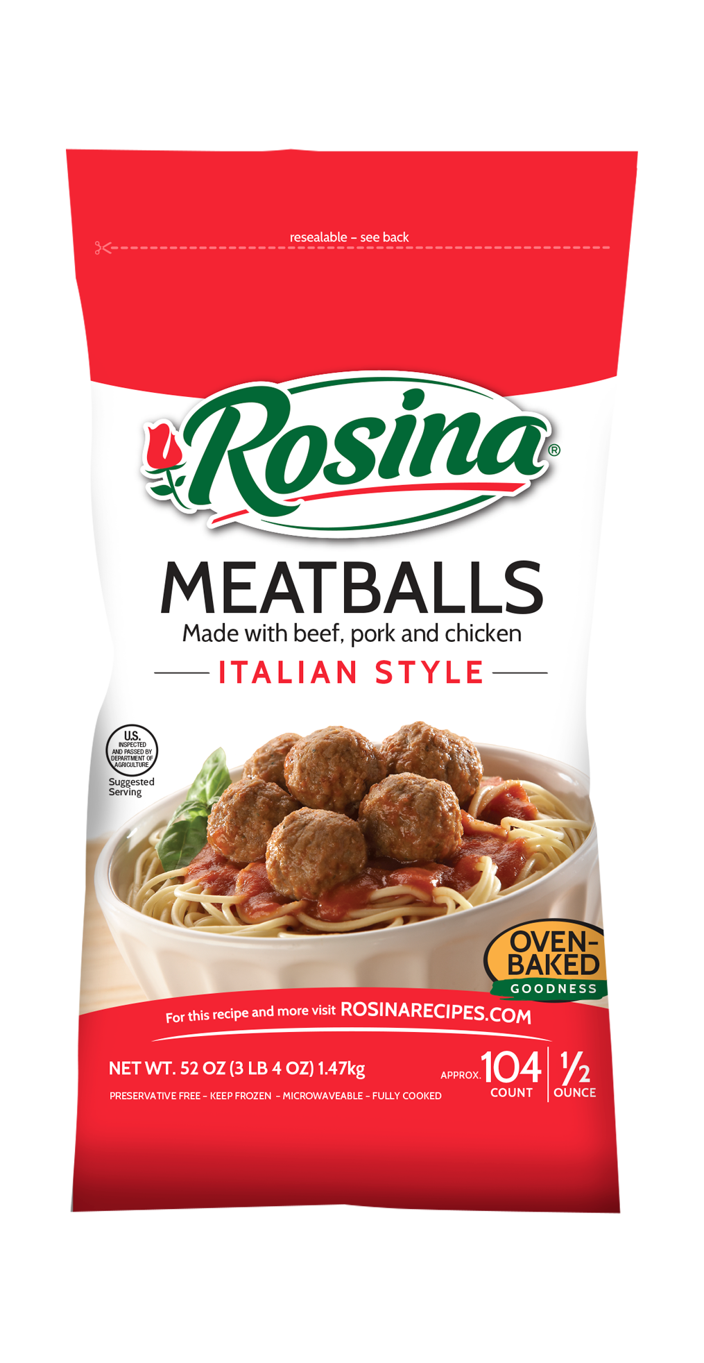 Italian Style Meatballs 52 Ounce Size - 8 Per Case.