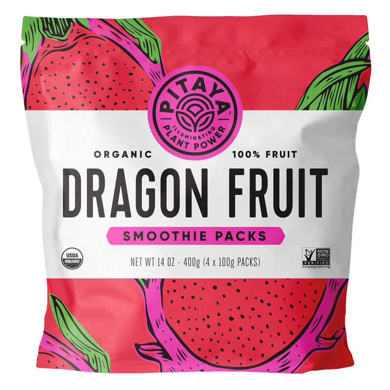 Pitaya Plus Organic Dragon Fruit Smoothie Packs 14 Ounce Size - 8 Per Case.